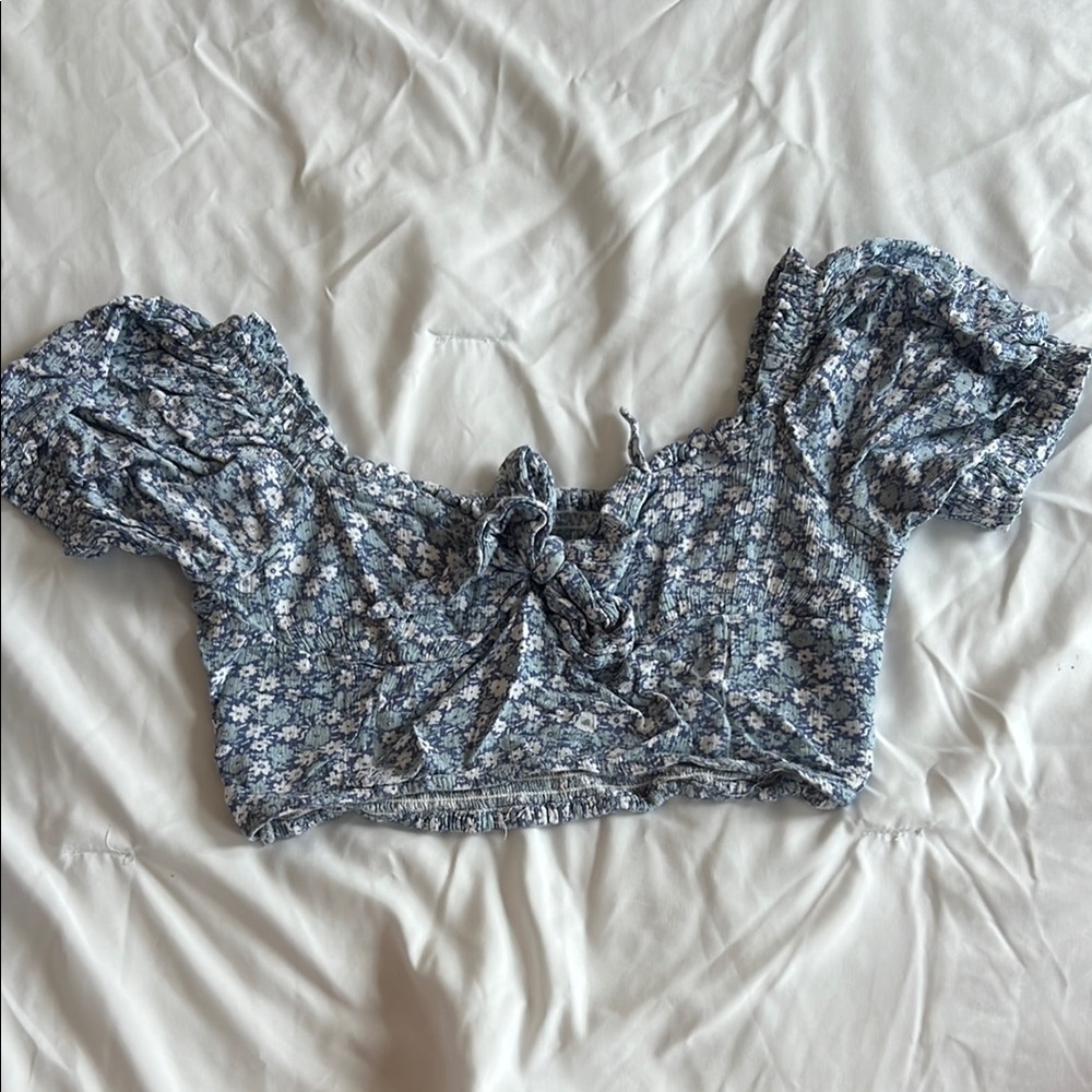 Ruffled Tie Front Crop Blouse